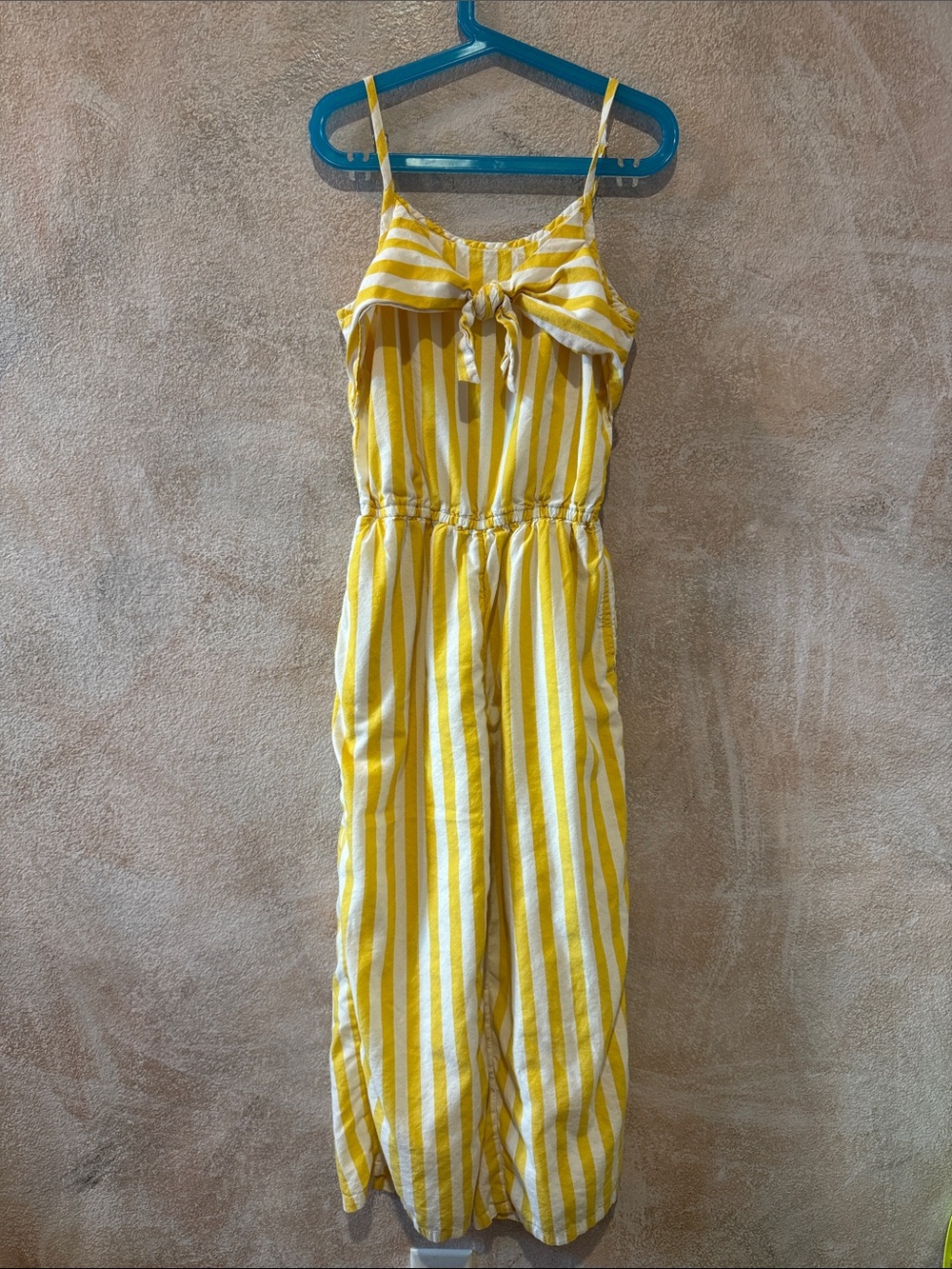 Abercrombie & Fitch Yellow and White Striped Girls Jumpsuit with Front Tie